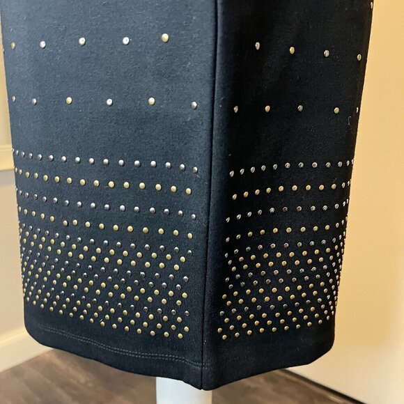 Carmen Marc Valvo Black Studded Knit Pencil Skirt, Size Medium - Picture 8 of 15